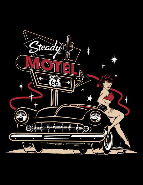Steady Clothing Steady Motel 66 Women's Tee In Black