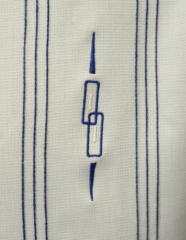 Steady Clothing The Harper Bowling Shirt In Stone & Navy