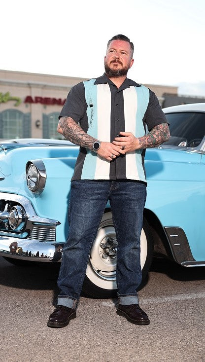 steady clothing The Kingston in Charcoal/Cream/Aqua