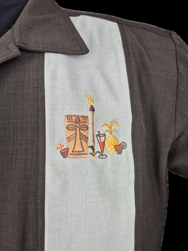 Steady Clothing The Mickey Bowling Shirt In Coffee With Sage