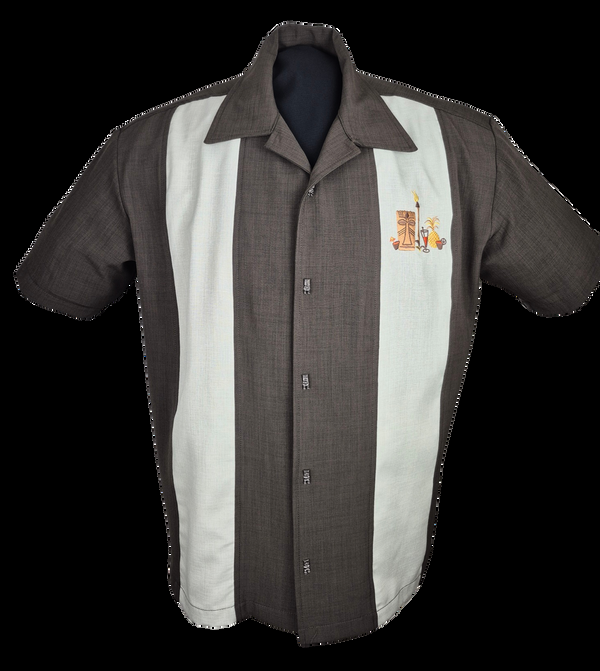 steady clothing The Mickey Bowling Shirt in Coffee with Sage