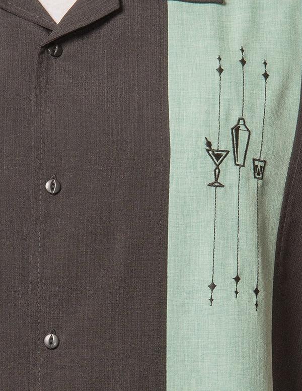 Steady Clothing The Shake Down Bowling Shirt In Black/Mint