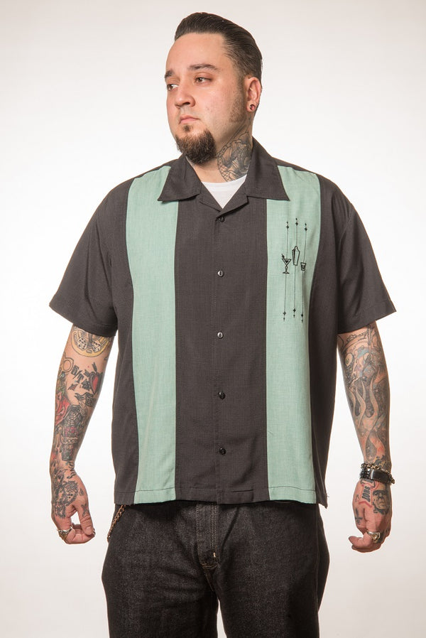 Steady Clothing The Shake Down Bowling Shirt In Black/Mint