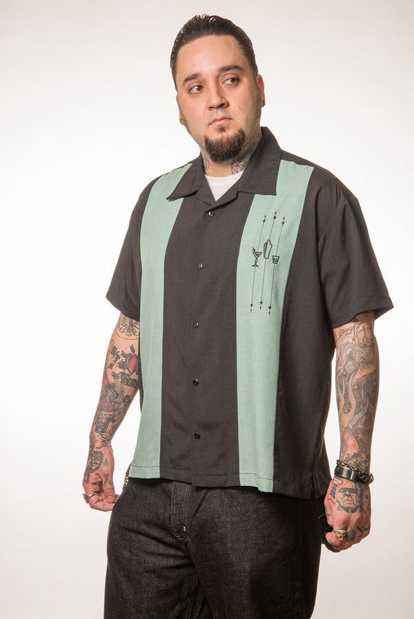 Steady Clothing The Shake Down Bowling Shirt In Black/Mint