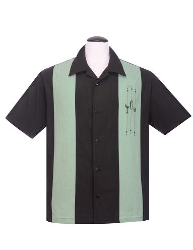steady clothing The Shake Down Bowling Shirt in Black/Mint
