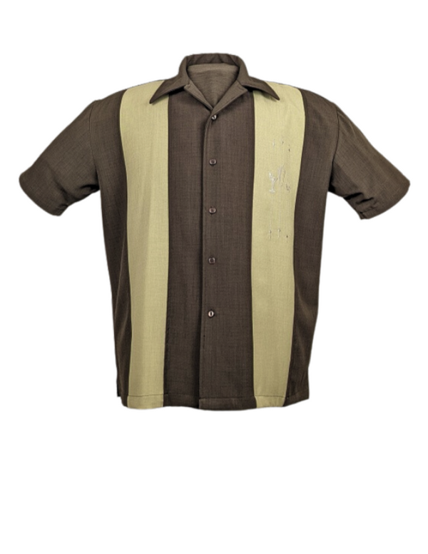 steady clothing The Shake Down Bowling Shirt in Coffee/Moss