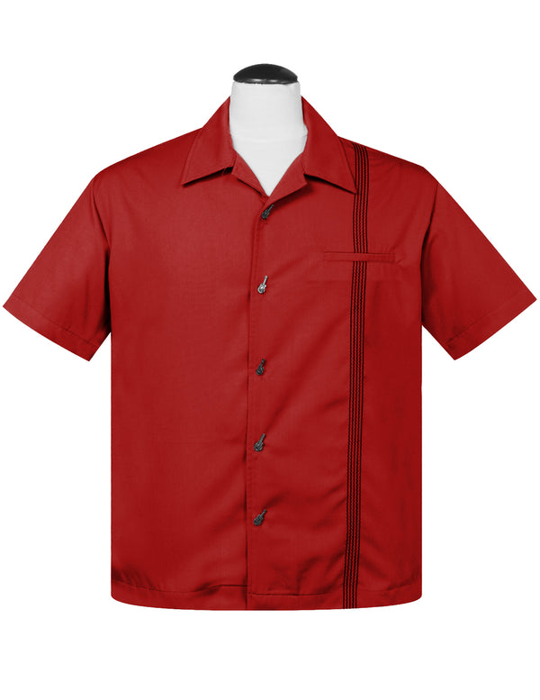 steady clothing The Six String Bowling Shirt in Red