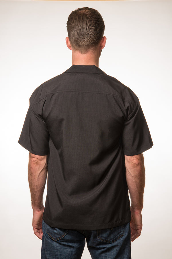 Steady Clothing Three Star Panel Bowling Shirt In Black