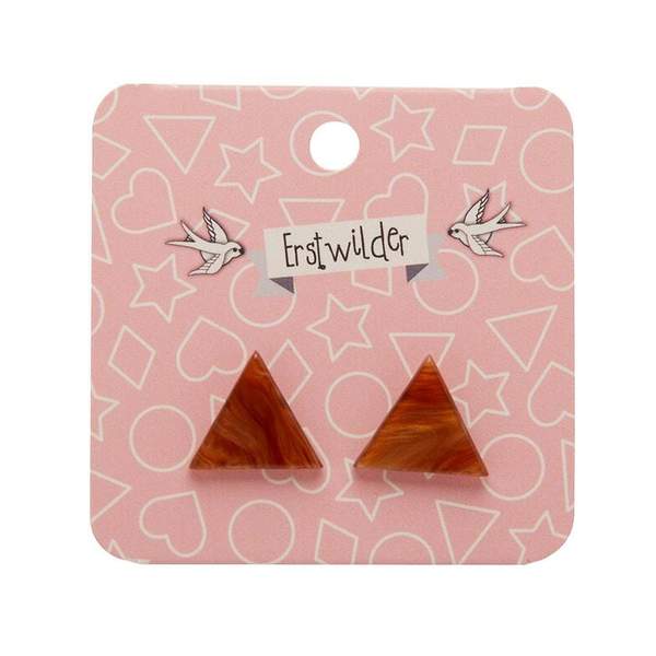Steady Clothing Triangle Textured Resin Stud Earrings In Dark Orange
