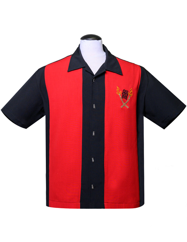 steady clothing Tropical Itch Bowling Shirt in Black/Red