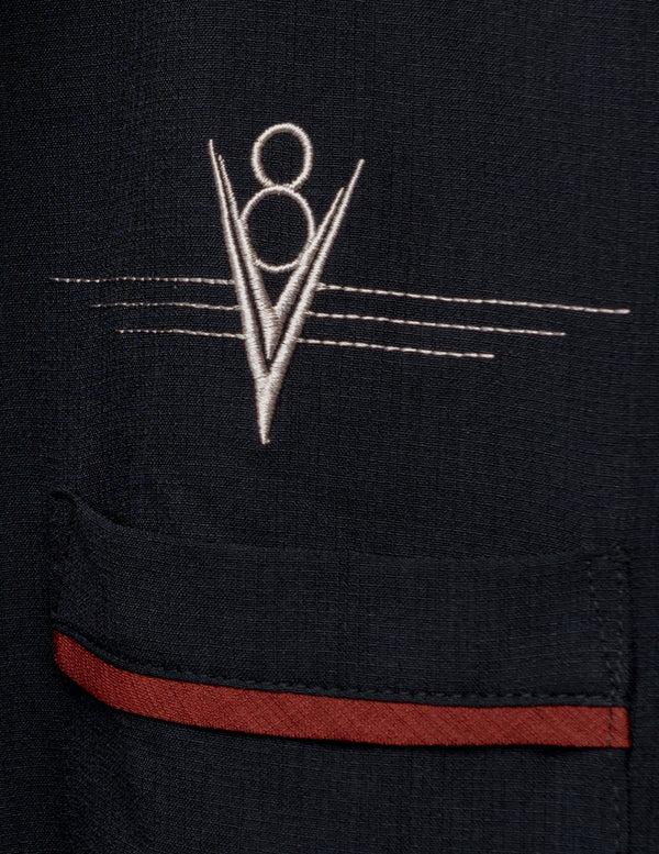 Steady Clothing V8 Classic Bowling Shirt In Black/Rust