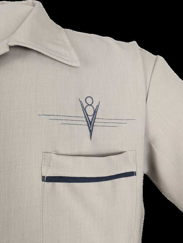 Steady Clothing V8 Classic Bowling Shirt In Stone/Charcoal