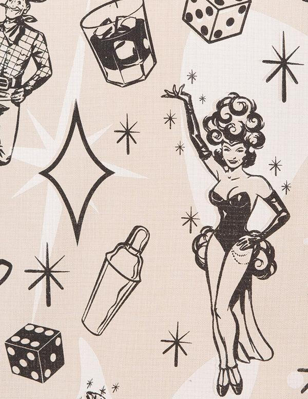 Steady Clothing Vegas Lights Panel Bowling Shirt In Black