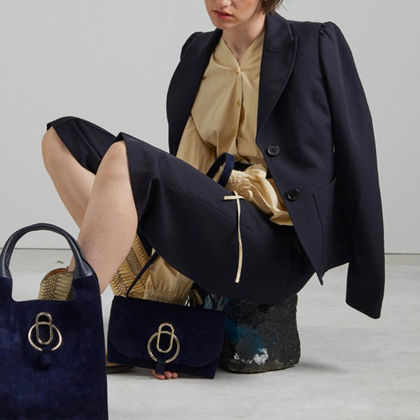 Stée IVY Pochette Suede -navy