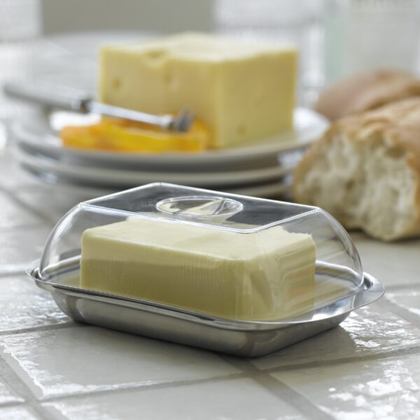 steel function BUTTER DISH W/LID IN BOX
