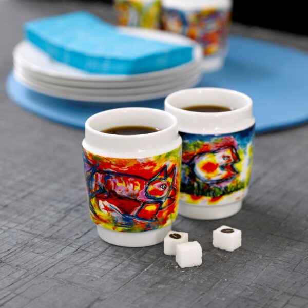 steel function HTC CUPS HAPPY DOG PORCELAIN