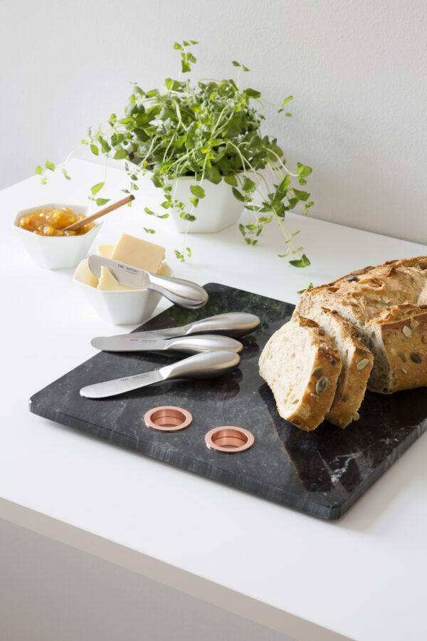 steel function MARBLE BOARD & 4 BUTTER KNIVES