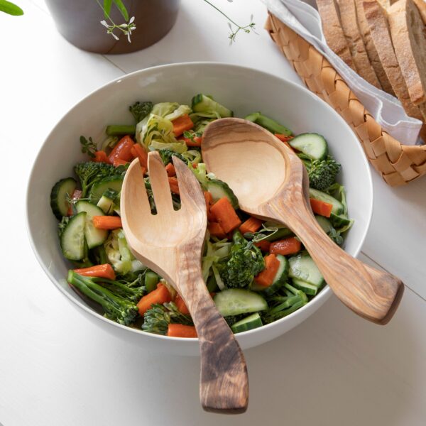 steel function SALAD SERVERS OLIVE WOOD