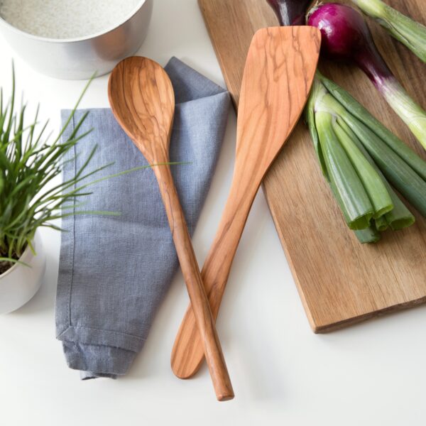 steel function SET SPATULA + SPOON olive wood