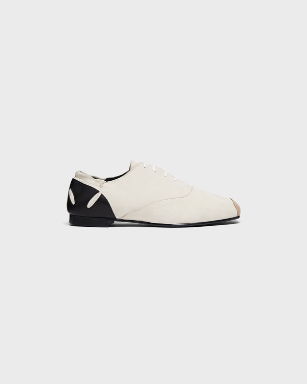 stefan cooke Slashed Dancer Shoe in Off White Suede