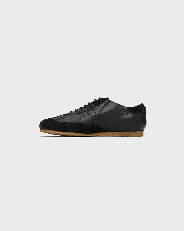 Stefan Cooke Slashed Trainer In Black Grain Leather