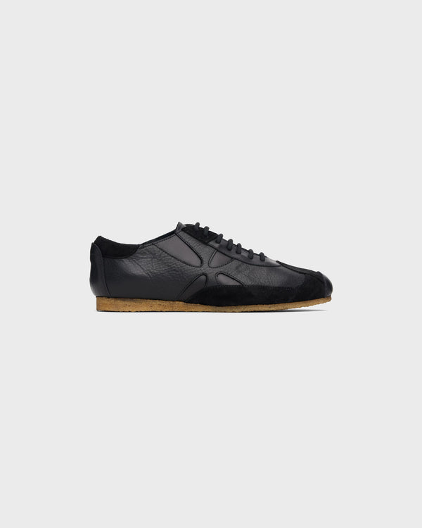 stefan cooke Slashed Trainer in Black Grain Leather