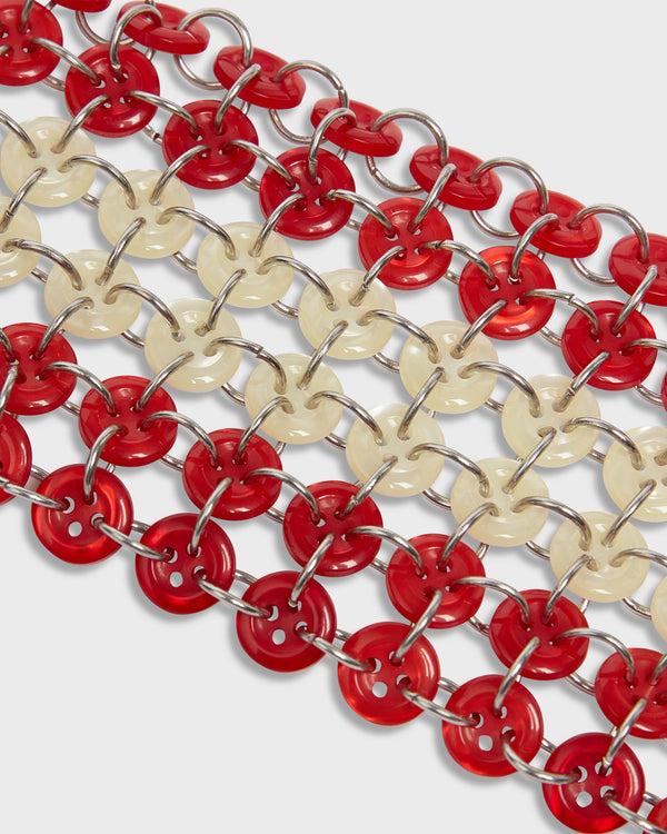 Stefan Cooke Chainmail Button Collar In Red & Cream