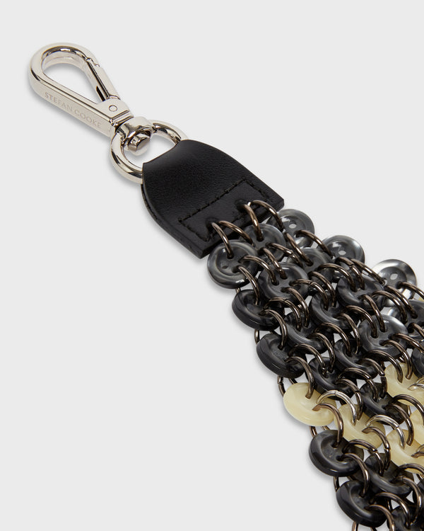 Stefan Cooke Chainmail Button Keyring In Black