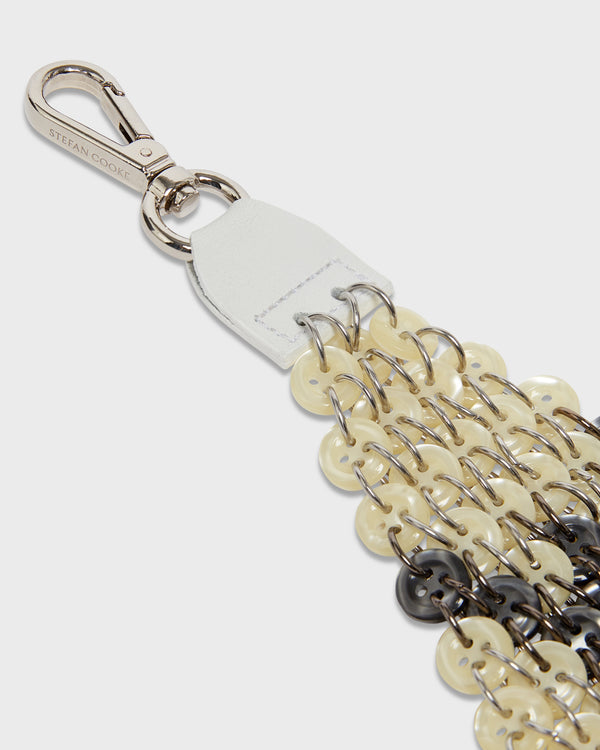 Stefan Cooke Chainmail Button Keyring In Cream