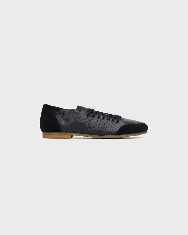 stefan cooke Laced Trainer in Black Grain Leather
