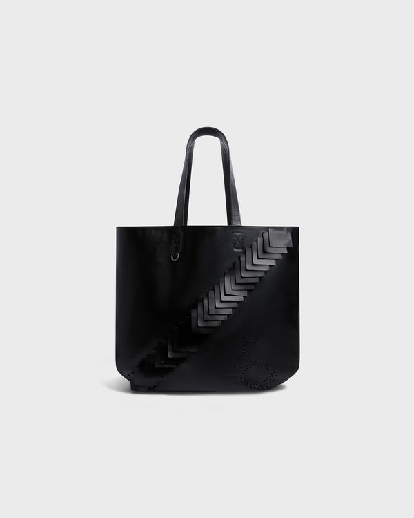 stefan cooke Leather Patch Tote Bag in Black