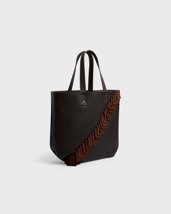 Stefan Cooke Leather Patch Tote Bag In Brown