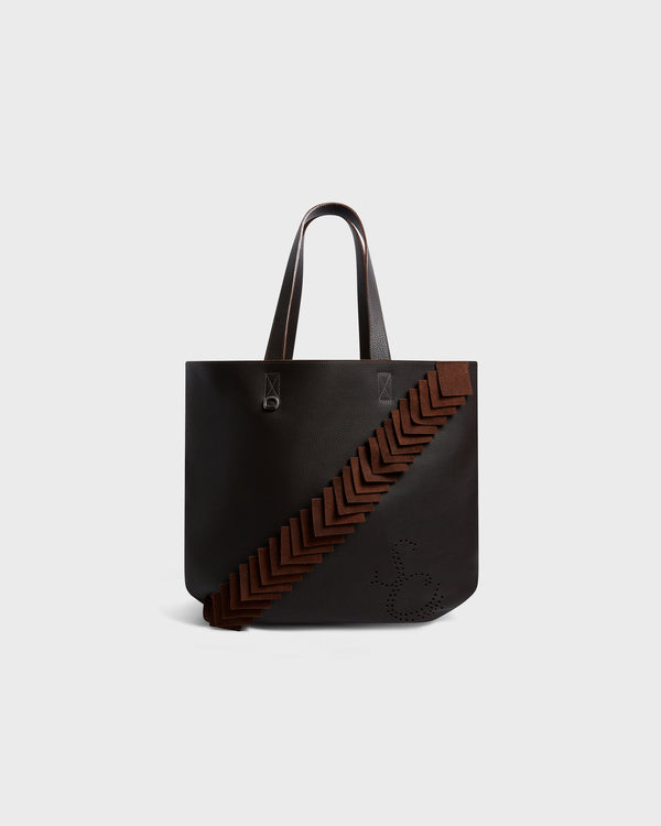 stefan cooke Leather Patch Tote Bag in Brown