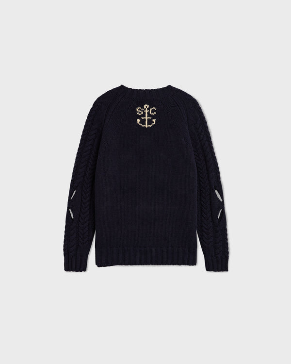 Stefan Cooke Slashed Cable Jumper In Navy
