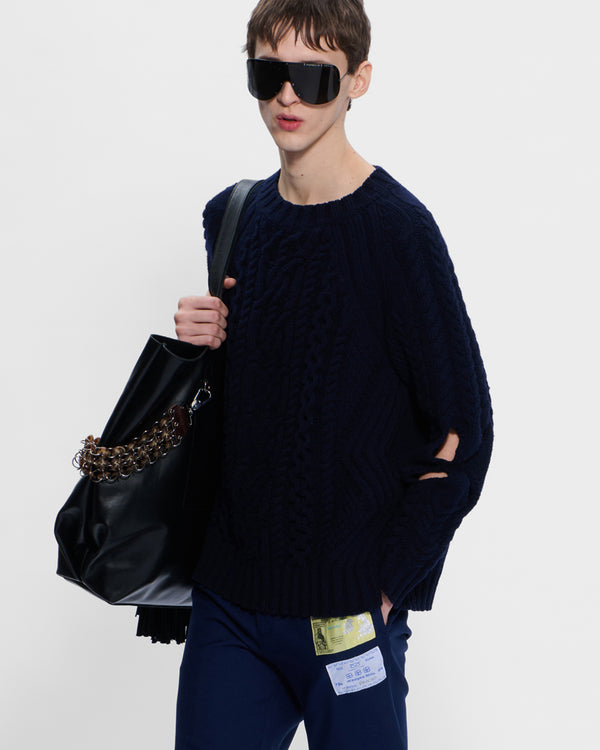 Stefan Cooke Slashed Cable Jumper In Navy