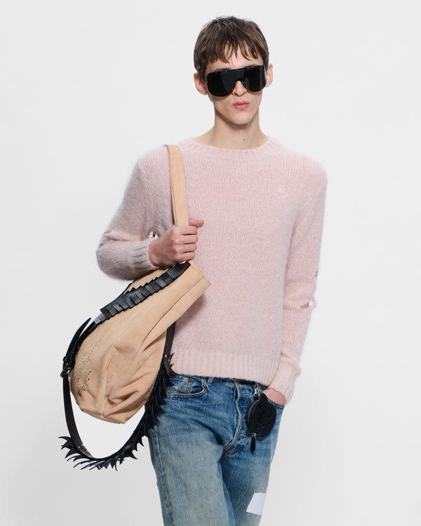 Stefan Cooke Slashed Shaggy Jumper In Blush Pink