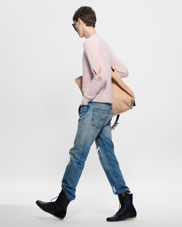 Stefan Cooke Slashed Shaggy Jumper In Blush Pink