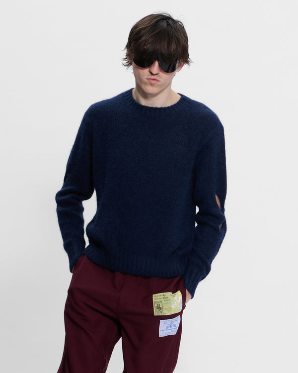 Stefan Cooke Slashed Shaggy Jumper In Navy