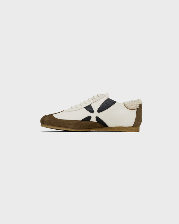 Stefan Cooke Slashed Trainer In Off White Leather