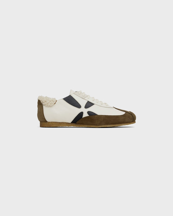 stefan cooke Slashed Trainer in Off White Leather