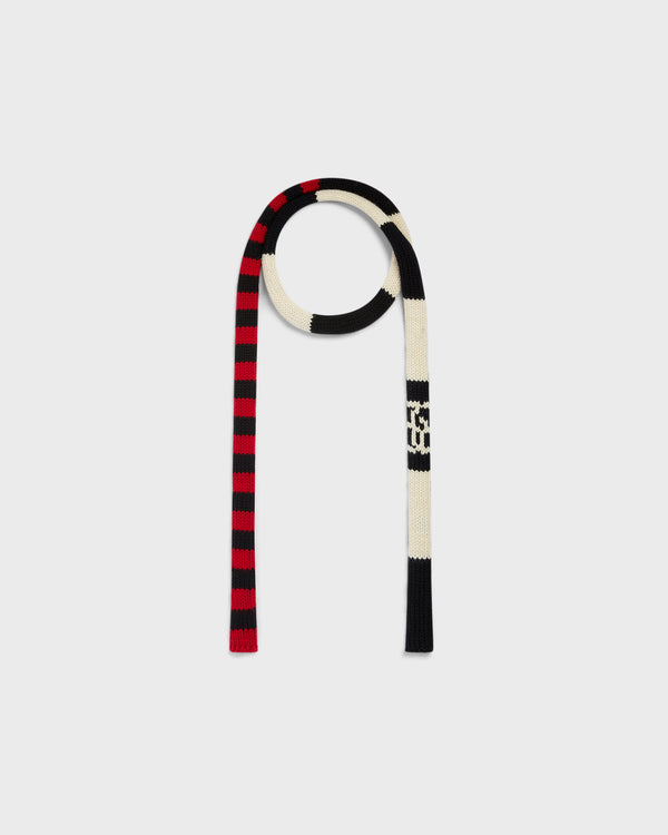 stefan cooke Stripe Knit Scarf in Black and Red