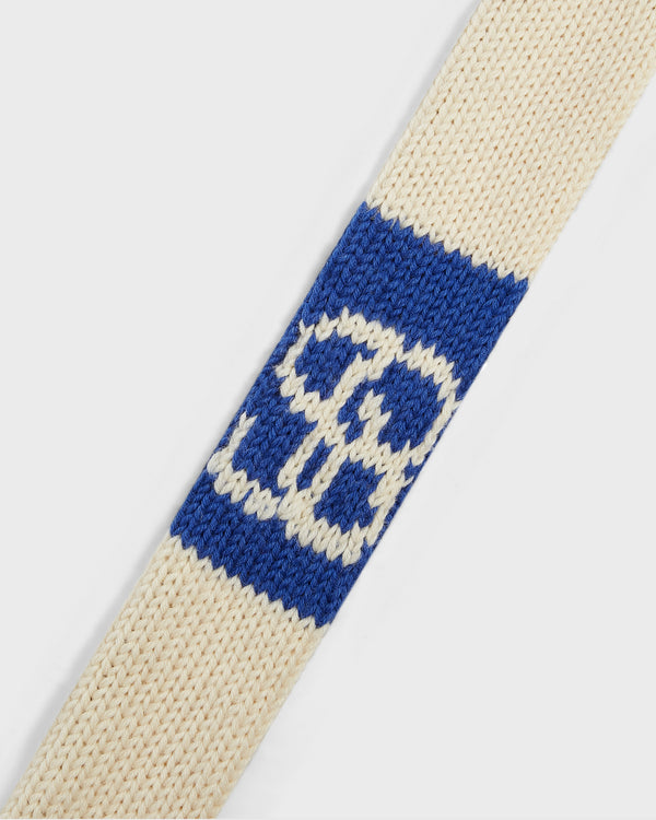 Stefan Cooke Stripe Knit Scarf In Blue & Cream