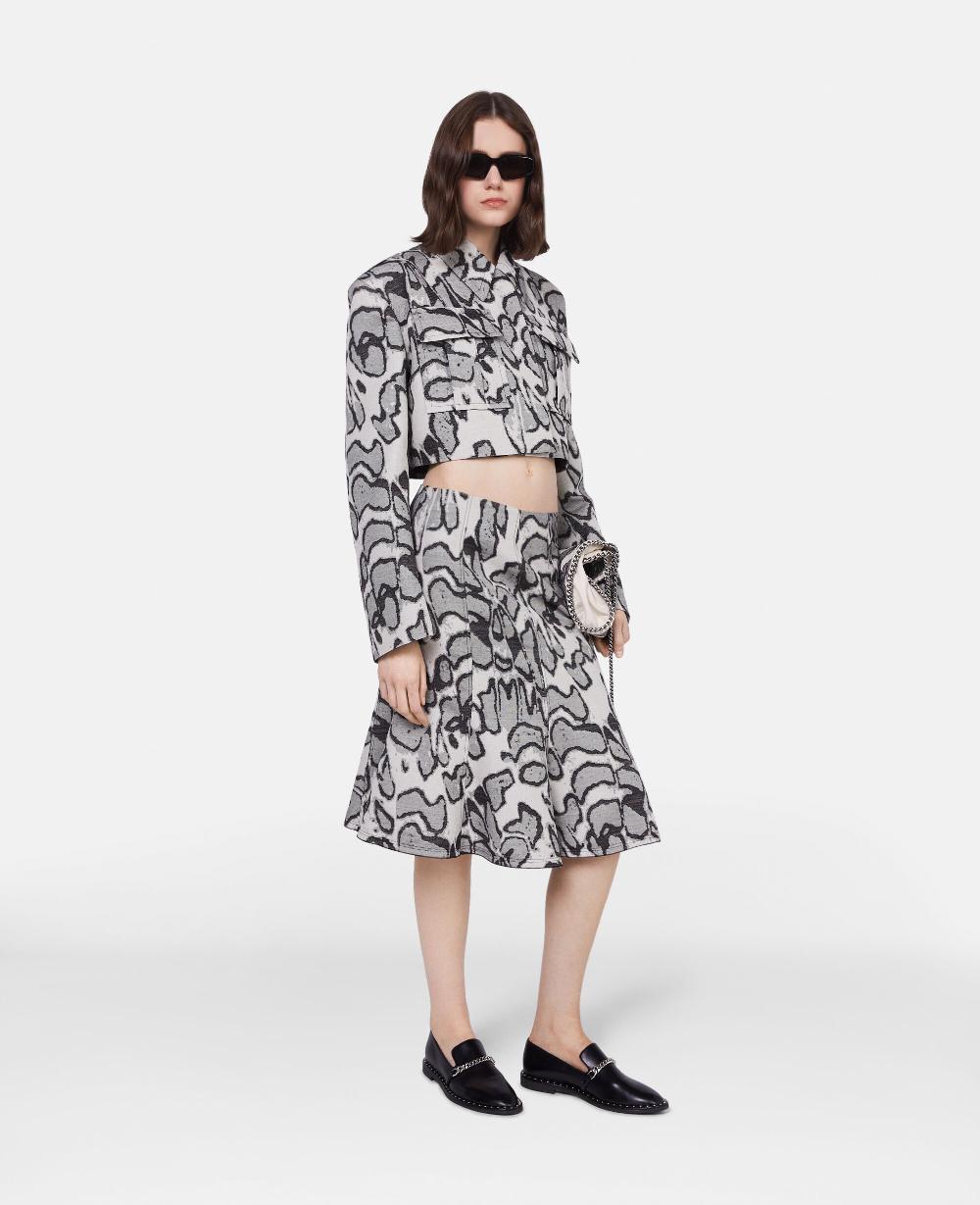 Stella Abstract Moth Jacquard Cropped Utility Jacket