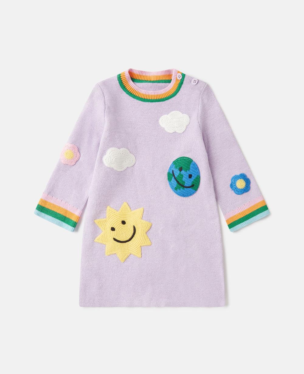 stella Earth Friends Graphic Embroidered Sweater Dress