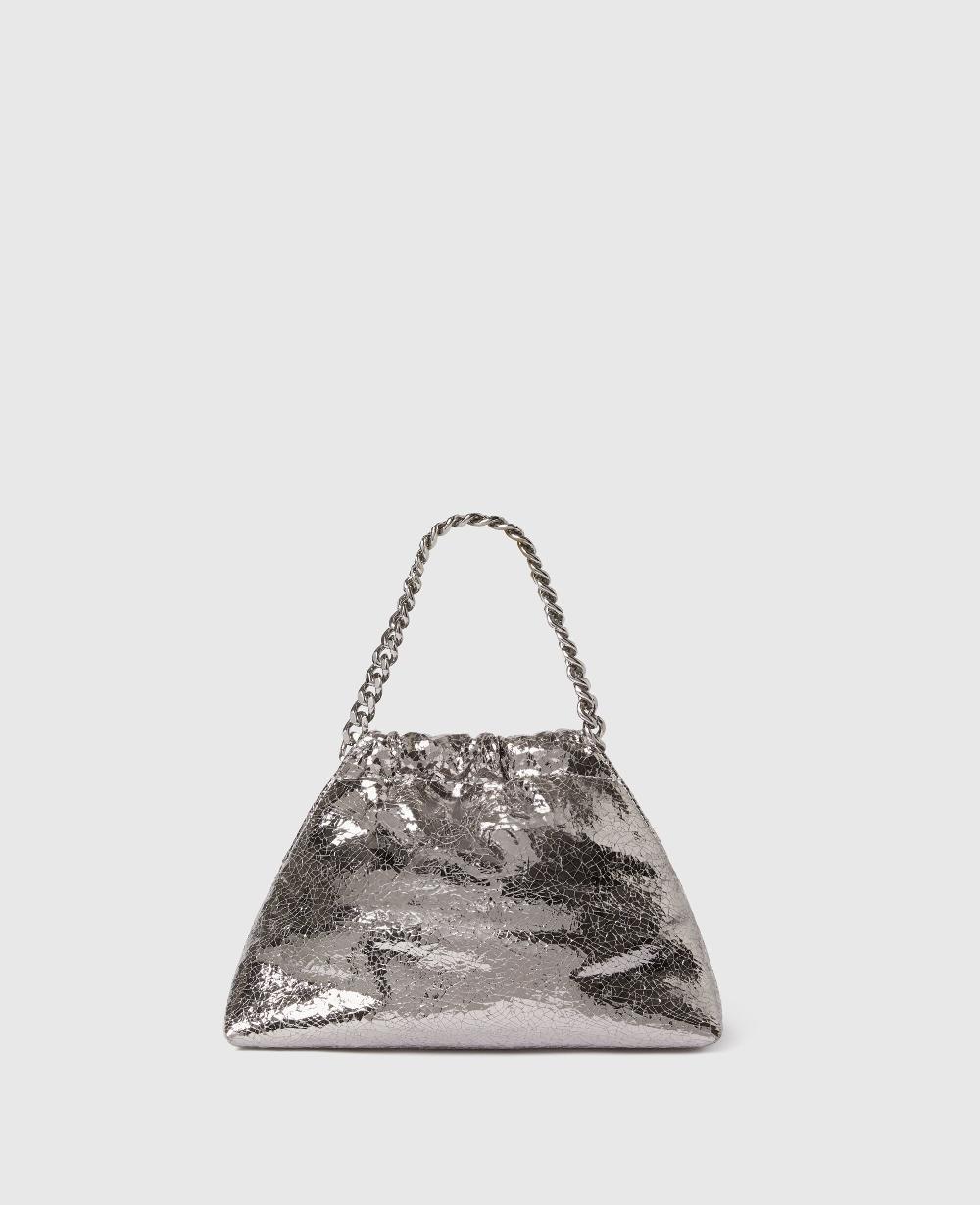 Stella Falabella Cracked Metallic Drawstring Crossbody Bag