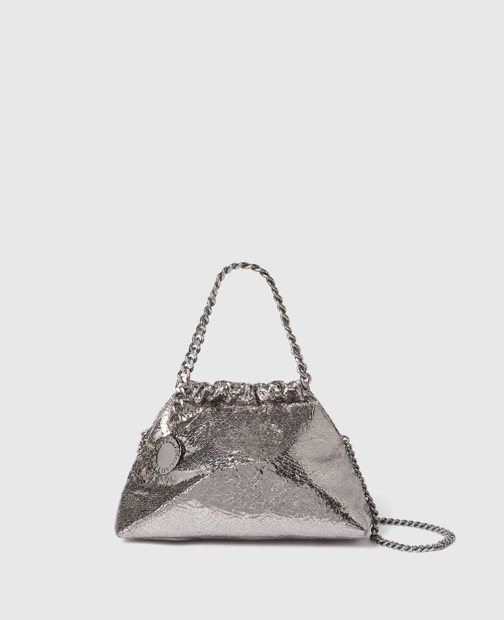 stella Falabella Cracked Metallic Drawstring Crossbody Bag