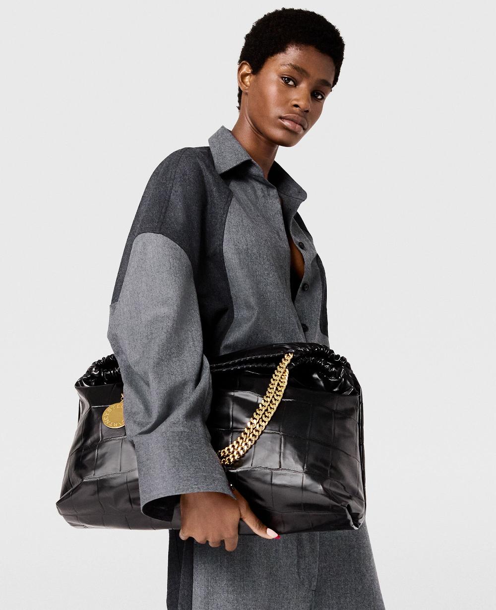 Stella Falabella Crocodile-Embossed Drawstring Tote Bag