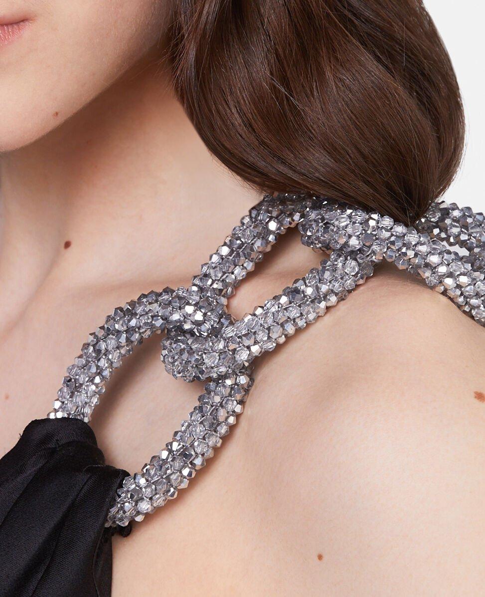 Stella Falabella Crystal Chain Double Satin One-Shoulder Mini Dress