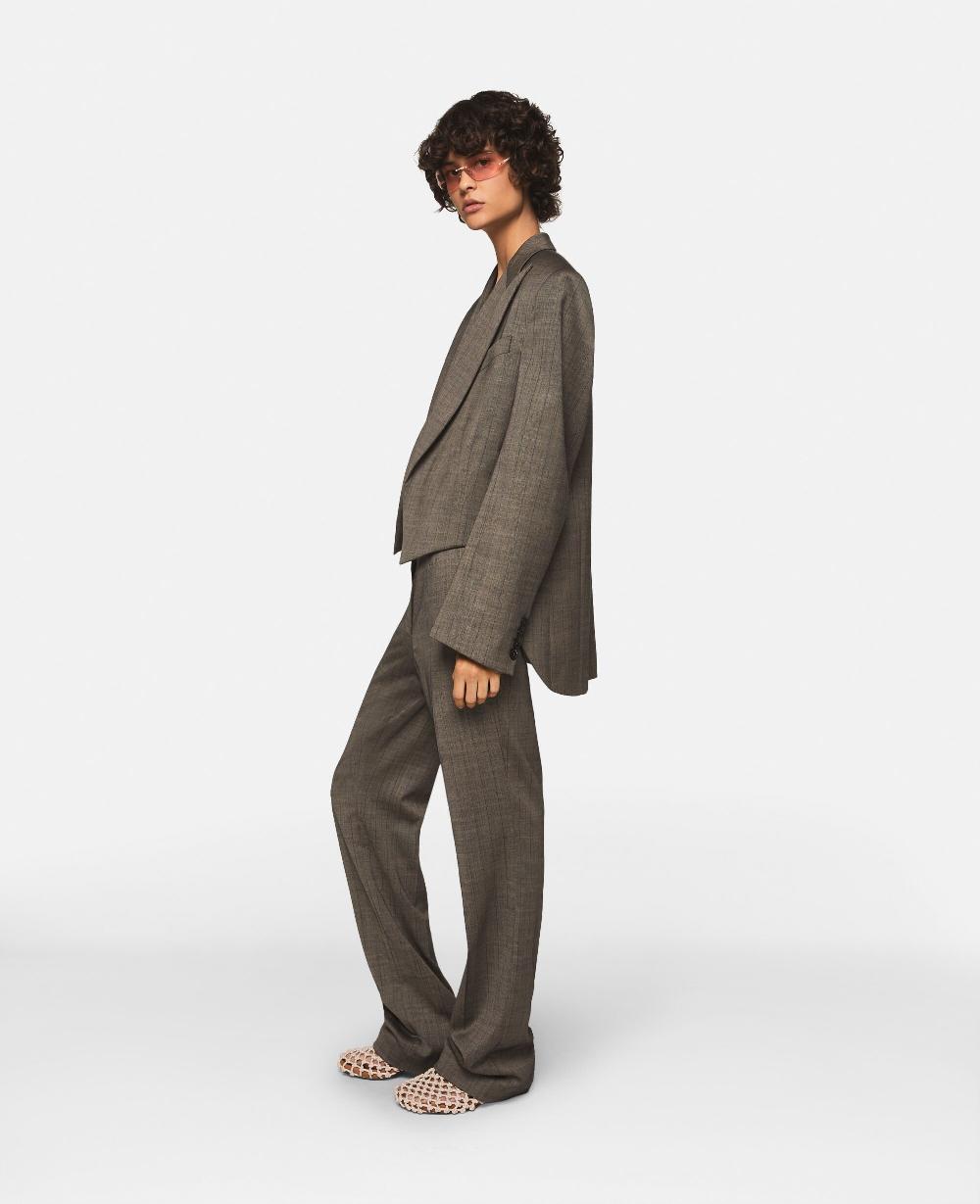 Stella Pinstripe Mid-Rise Straight-Leg Wool Trousers