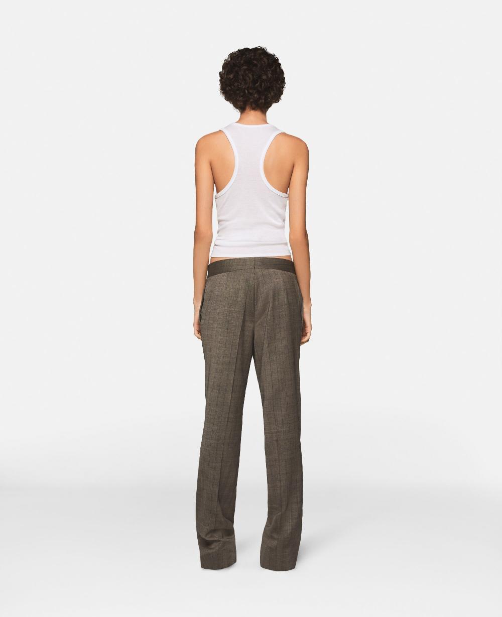 Stella Pinstripe Mid-Rise Straight-Leg Wool Trousers